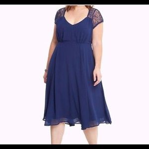 Torrid Chiffon Navy Midi Dress Size 14